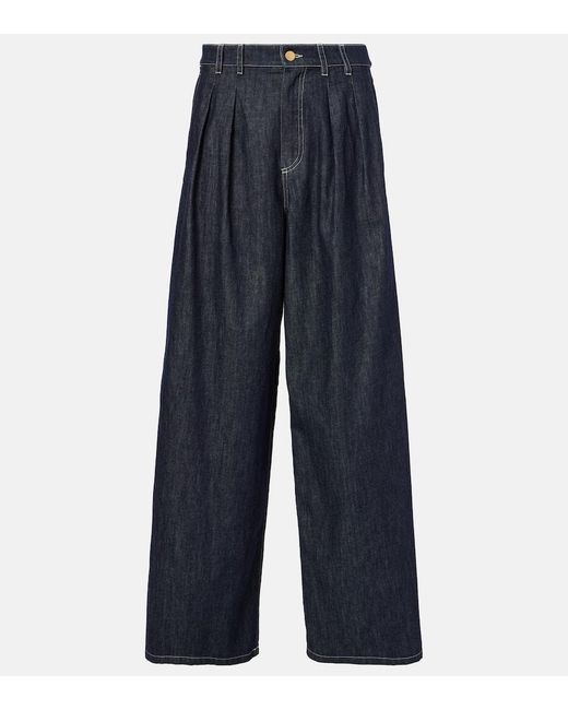 Max Mara Blue Weite High-Rise-Hose