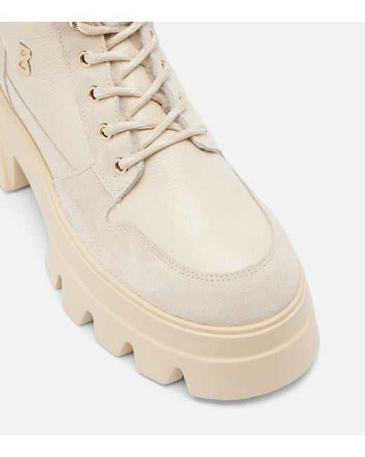 Bogner Natural Sapporo Suede And Leather Combat Boots