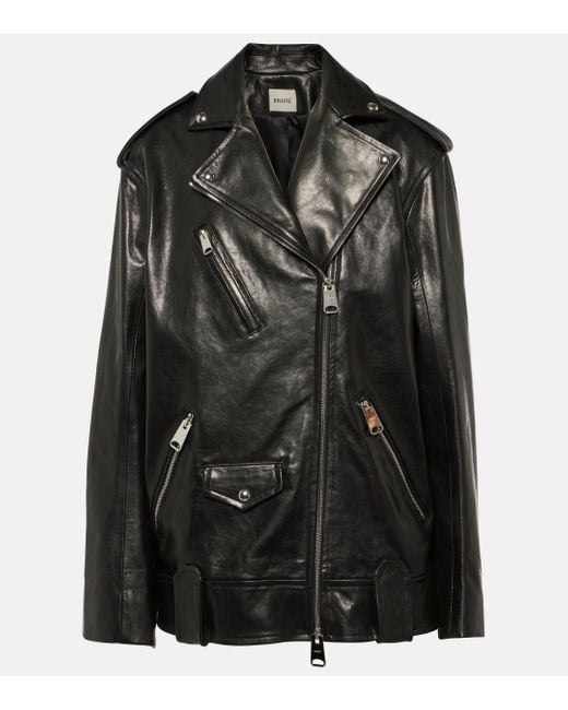 Khaite Black Hanson Oversized Leather Biker Jacket