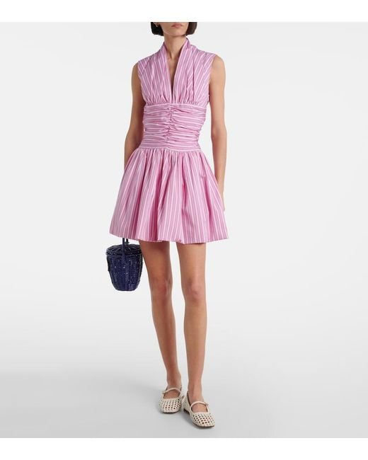 Patou Pink Bloomer Striped Cotton Minidress
