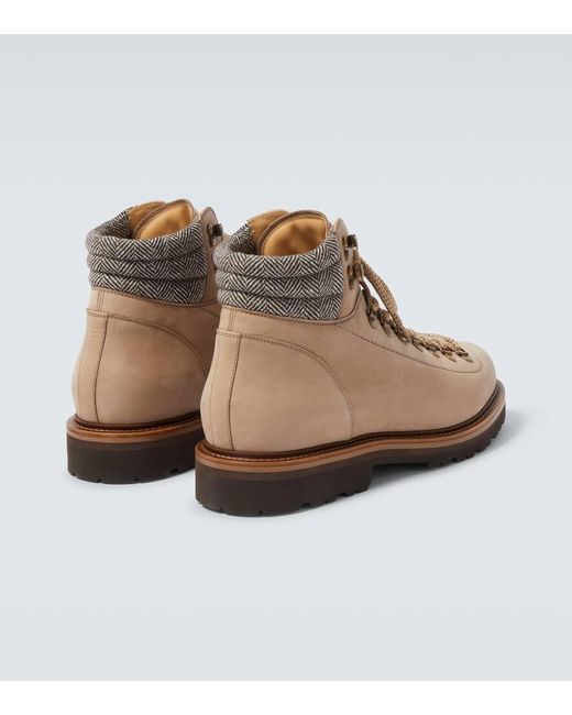 Brunello Cucinelli Schnuerstiefel Aus Leder in Brown für Herren