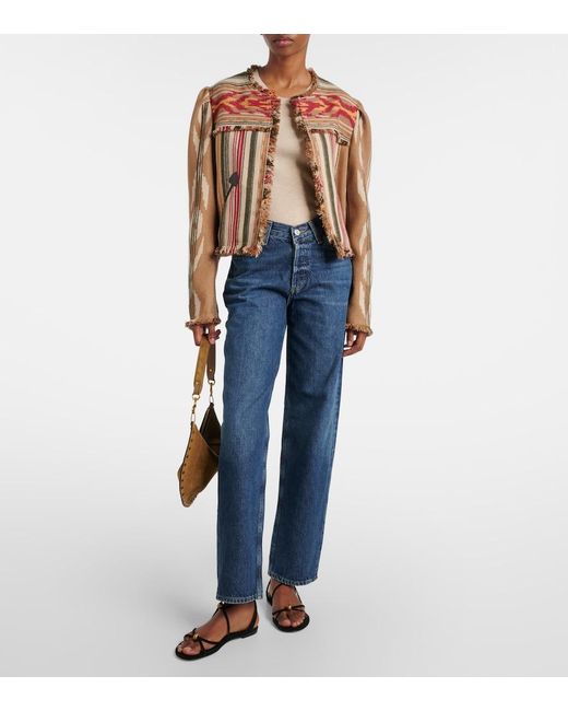 Agolde Blue V-Waist Baggy Straight Jeans