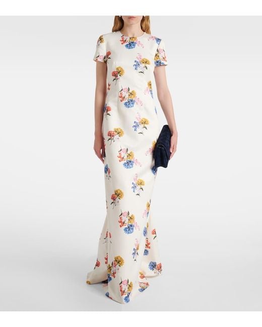 Emilia Wickstead Metallic Fosette Floral Maxi Dress
