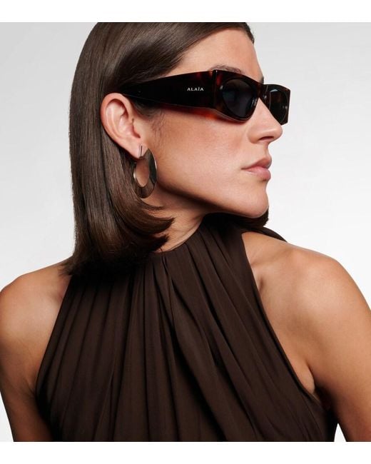 Alaïa Blue Logo Lettering Cat-Eye Sunglasses