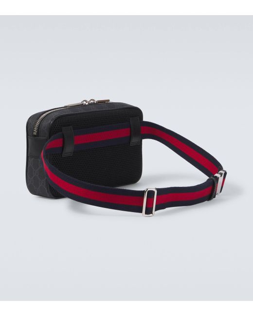 Gucci Web Stripe Gg Canvas Leather Trimmed Belt Bag in Black for Men Lyst UK