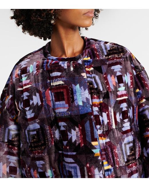 Isabel Marant Blue Doriane Printed Puffer Coat