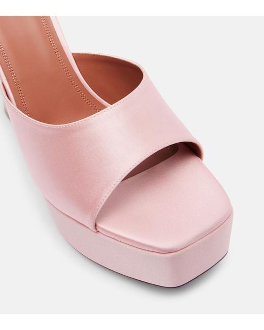 AMINA MUADDI Pink Dalida Satin Platform Mules
