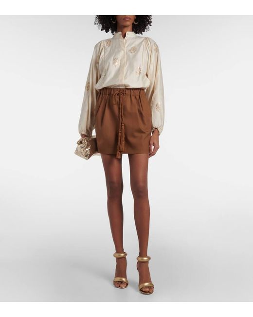 Max Mara Brown Minirock Tabarin Aus Canvas