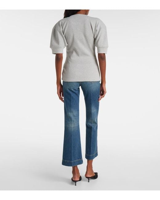 Victoria Beckham Gray Cotton-Blend Henley Shirt