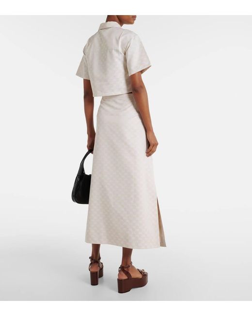 Gucci White GG Gabardine Midi Skirt