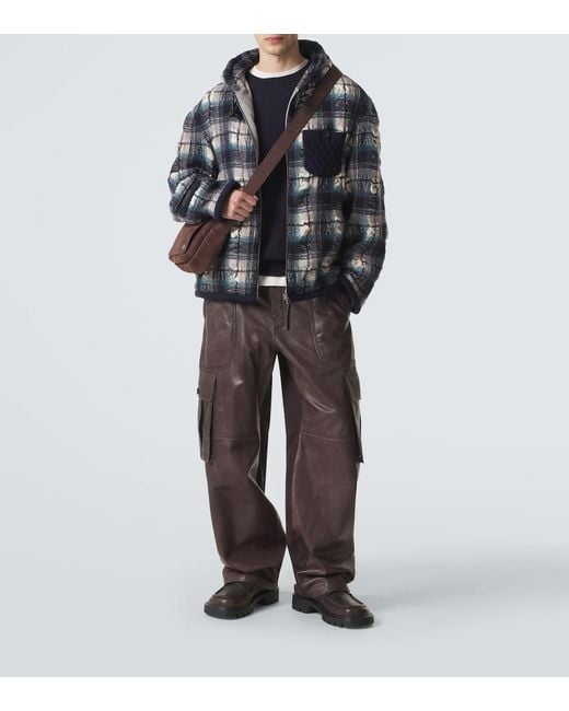 Loewe Gray Plaid Wool And Linen Jacket for men