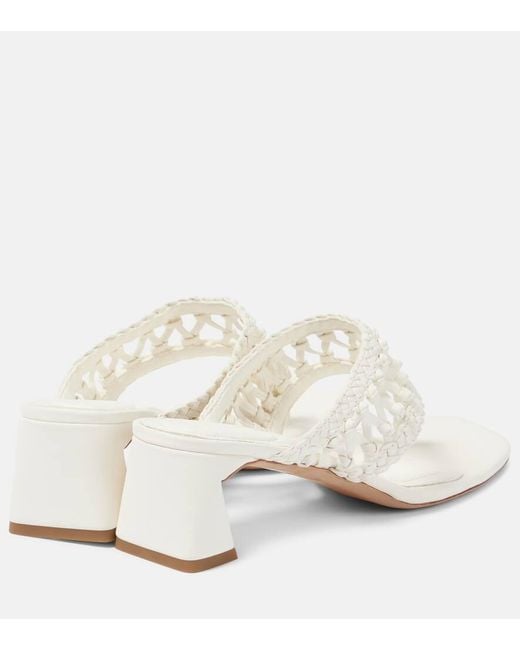 Jonathan Simkhai White Alia Woven Leather Platform Thong Sandals