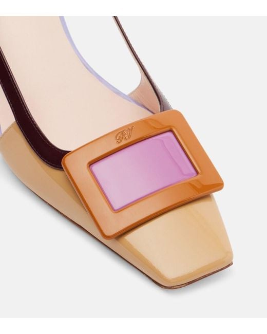 Roger Vivier Pink Belle Vivier 45 Leather Slingback Pumps