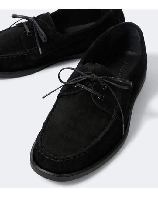 Saman Amel Black City Moc Suede Boat Shoes for men