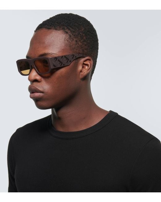 Fendi Red Shadow Rectangular Sunglasses for men