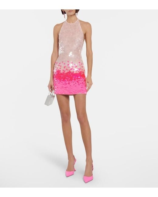 David Koma Pink Gradient Sequin Minidress