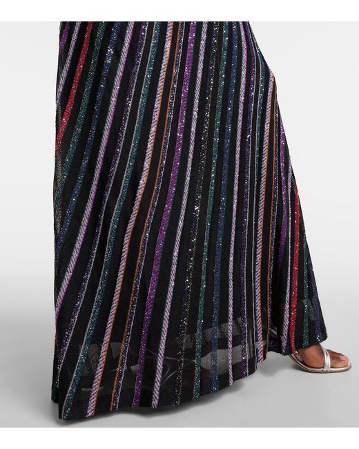 Missoni Blue Sequined Striped Gown
