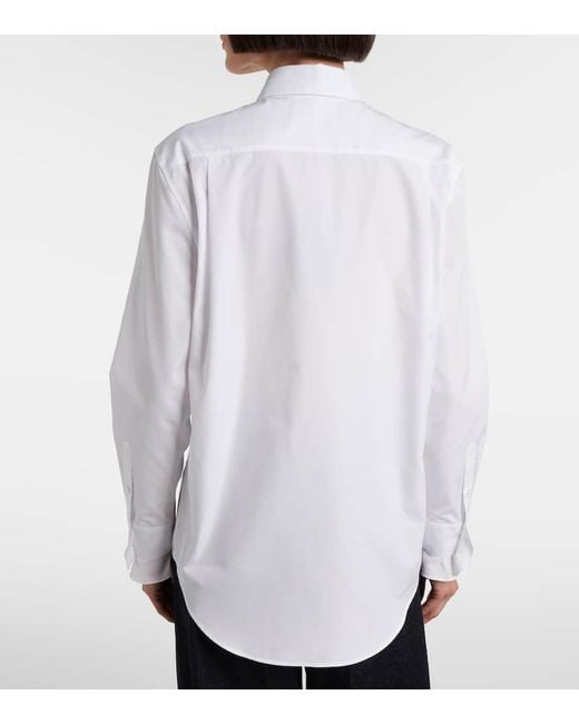 Ralph Lauren White Ruffled Cotton Poplin Shirt