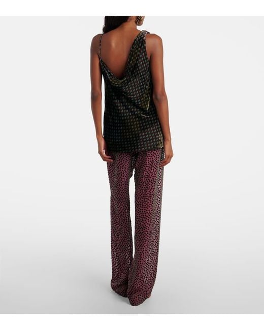 Dries Van Noten Black Draped Printed Velvet Top
