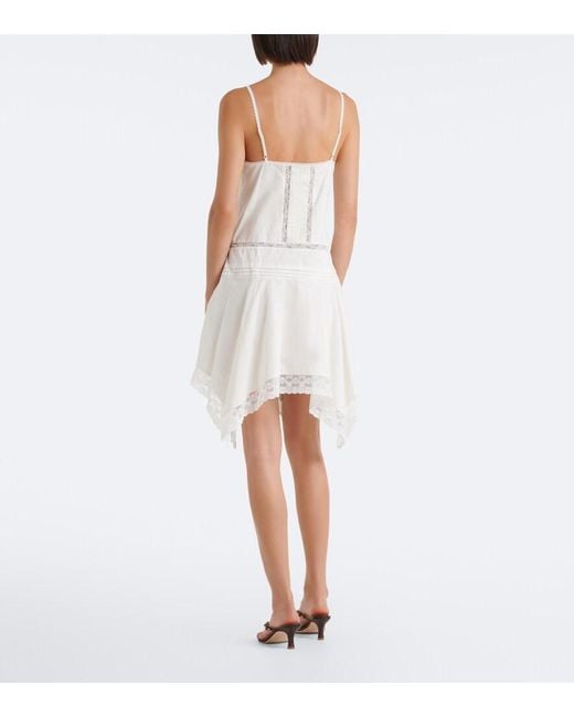 Staud White Corinna Embroidered Cotton Voile Minidress