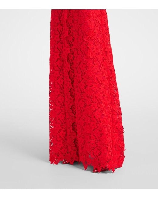 Safiyaa Red Salma Lace Belted Shirt Dress