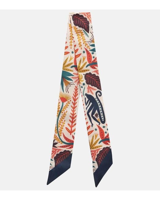 Etro White Printed Silk Twill Scarf