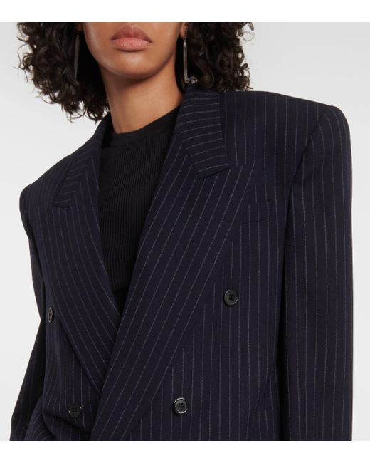 Saint Laurent Black Pinstripe Oversized Virgin Wool Blazer