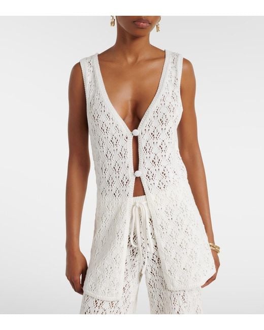 Faithfull The Brand White Fio Pointelle Cotton Vest