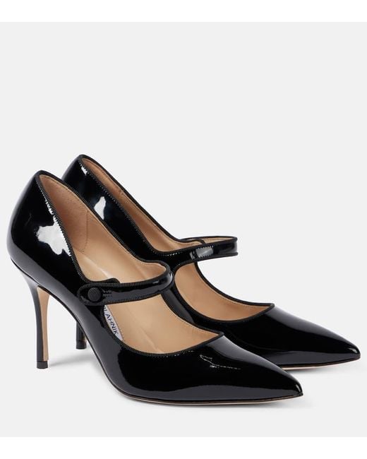Manolo Blahnik Black Campari 90 Patent Leather Pumps