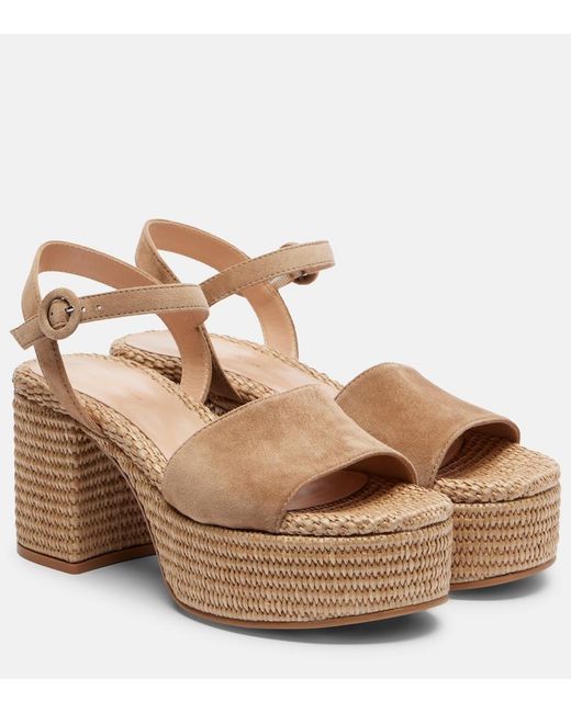Gianvito Rossi Brown Carol Suede Espadrille Wedges