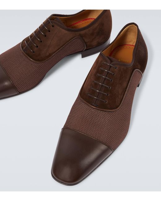 Christian Louboutin Brown Greggo Leather-trimmed Suede Oxford Shoes for men