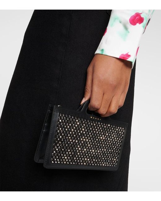 Marni Black Tropicalia Embellished Wallet On Chain
