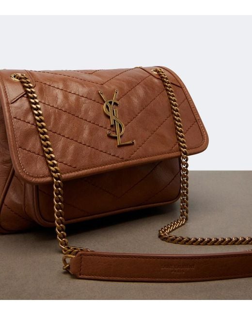 Saint Laurent Brown Niki Small Leather Shoulder Bag