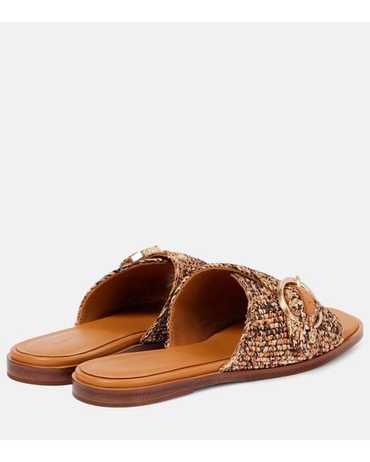 Robert Clergerie Brown Irme Raffia Slides