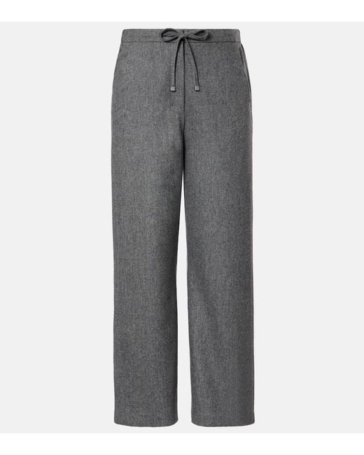 Max Mara Gray Floria Virgin Wool Straight Pants