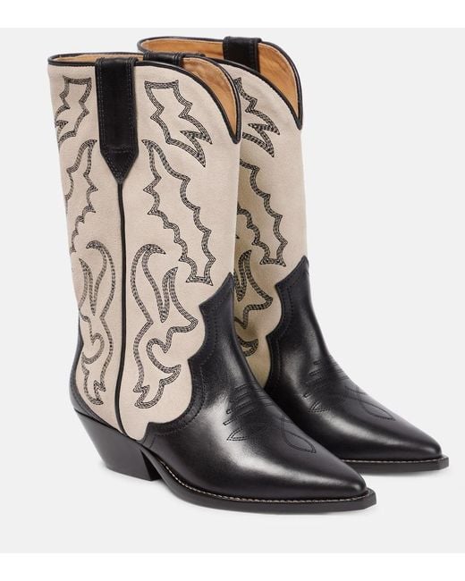 Isabel Marant Natural Duerto Leather & Suede Cowboy Boot