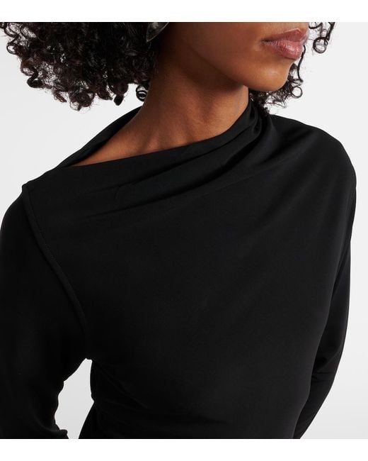 Totême Black Jersey Draped Dress