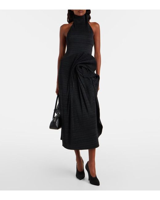 Magda Butrym Black Shirred Turtleneck Top