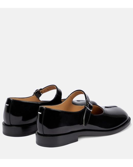 Maison Margiela Black Tabi Patent Leather Mary Jane Flats