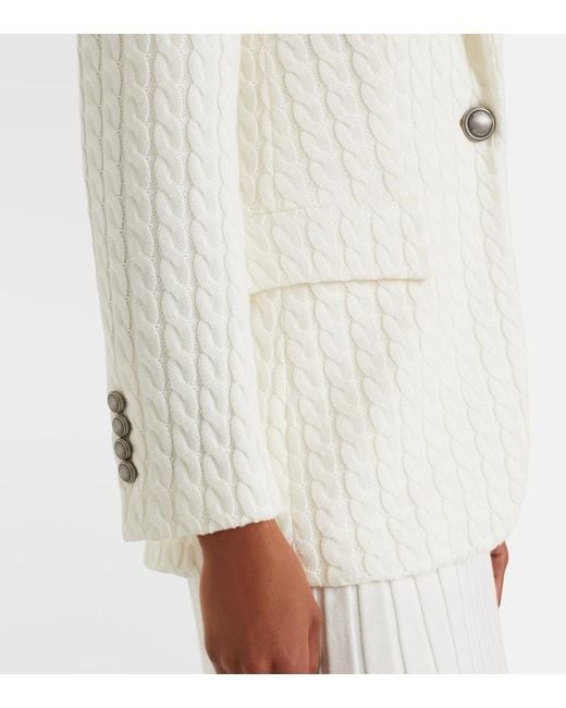 Brunello Cucinelli White Cable-Knit Cotton Blazer