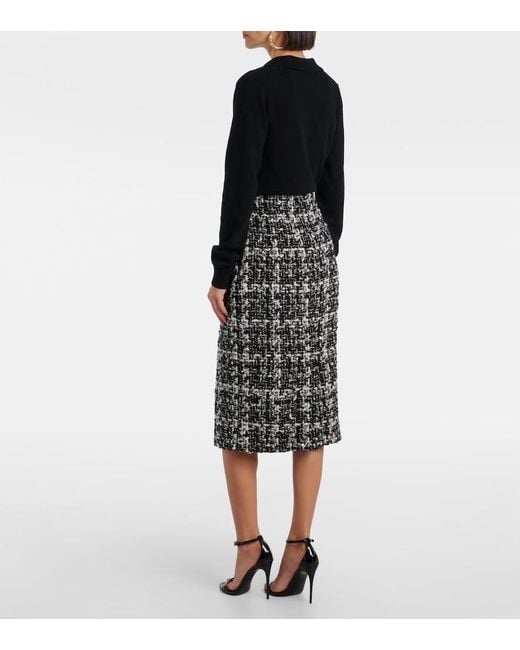 Dolce & Gabbana Gray Checked Midi Skirt