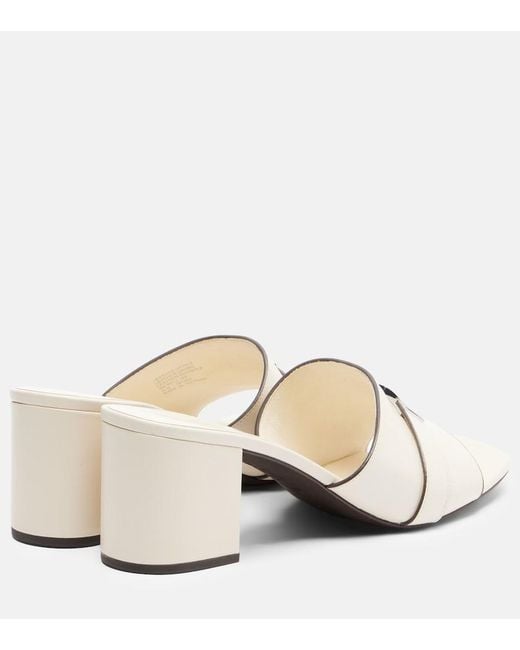 Tory Burch Natural Leelee Leather Mules