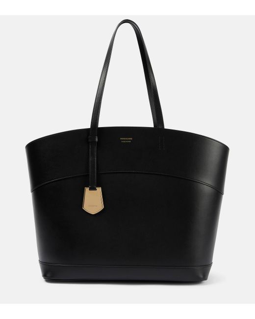 Ferragamo Black Charming Medium Leather Tote Bag