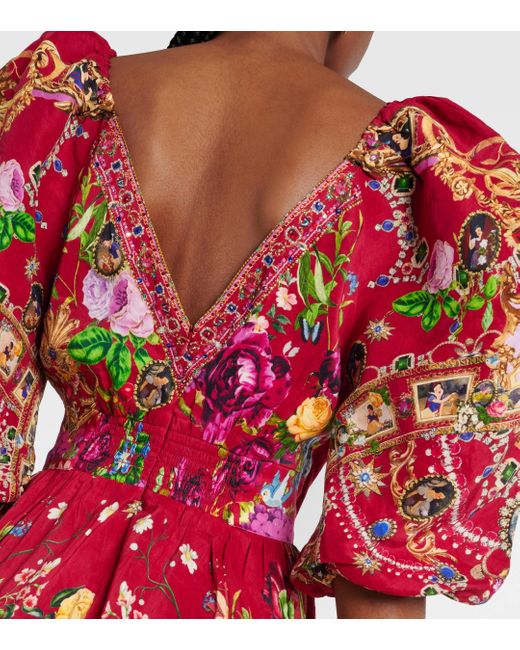 Camilla Red X Disney® Linen And Silk Minidress