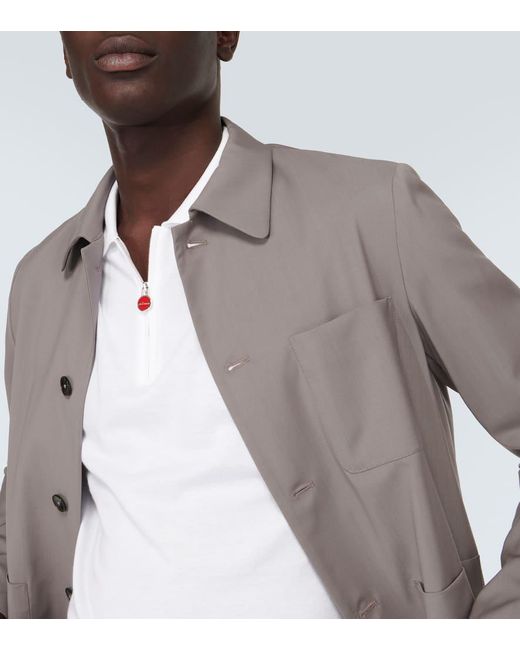 Kiton White Cotton Jersey Polo Shirt for men