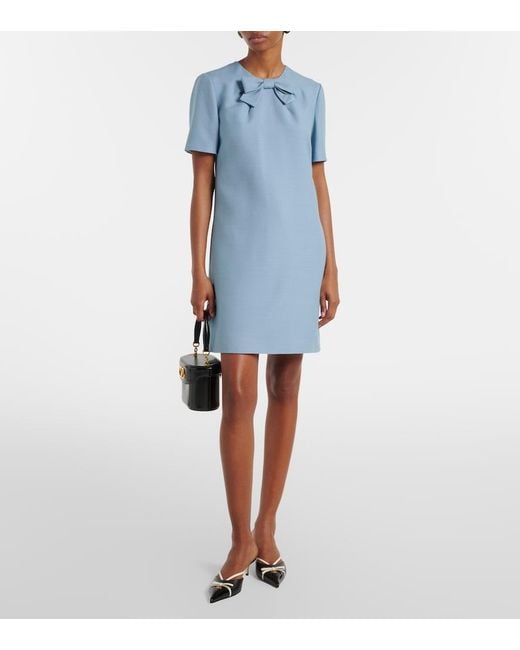 Valentino Blue Crepe Couture Bow-Detail Minidress