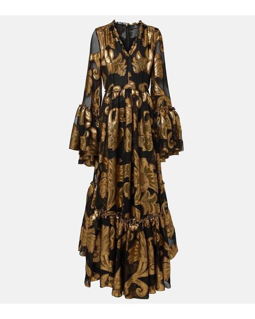 Etro Metallic Semi-Sheer Lame Maxi Dress