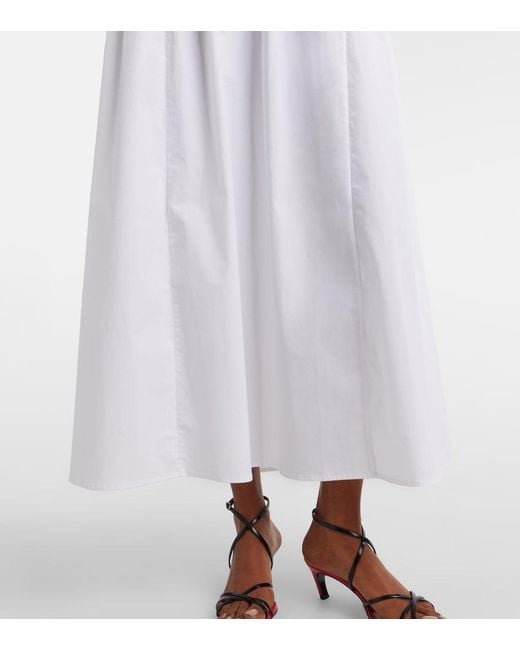 Staud White Romy Cotton Poplin Midi Dress