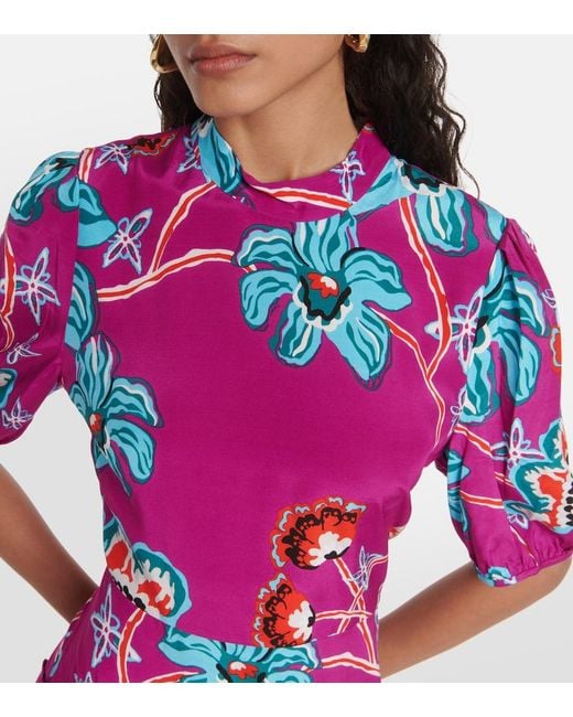 Diane von Furstenberg Purple Nella Floral Midi Dress