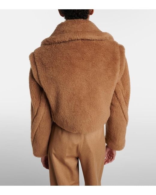 Max Mara Brown Santos Cropped Camel Hair And Silk Jacket